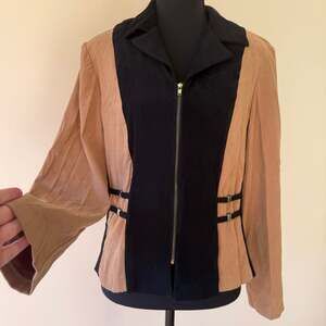 Vintage VS Sport Black and Tan Color Block Zip-Up Blazer Jacket
